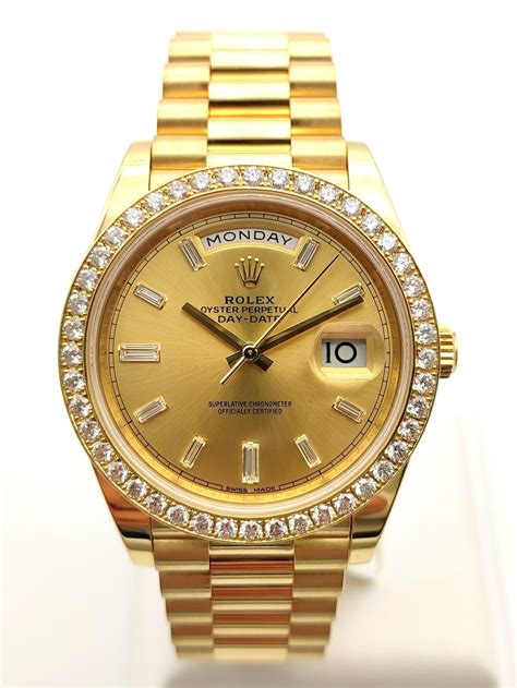 rolex day date 40mm diamond bezel|rolex watch diamond bezel prices.